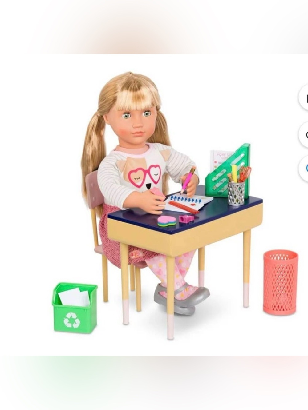 American girl / Our Generation School Desk Dollhouse Accessory Set for 18" Dolls
